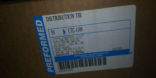 (1 BOX OF 50) Preformed Distribution Tie, Aluminum, 0.589 to 0.665 in. Dia.