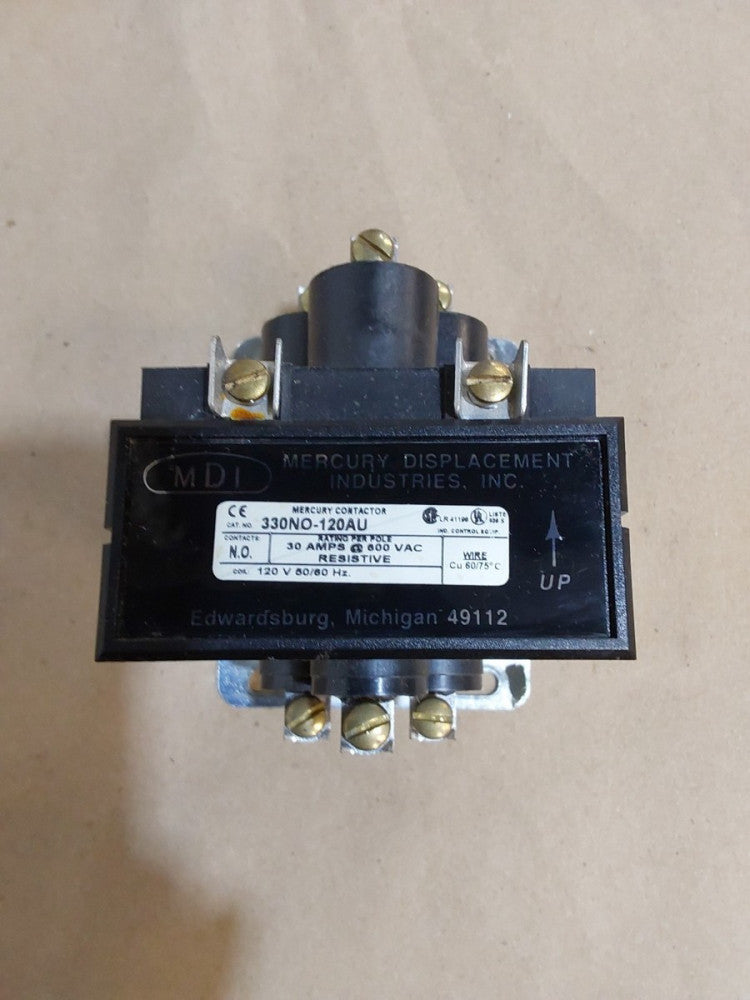  MERCURY CONTACTOR 330N0-120AU 120V COIL 30A AMP 600Vac 