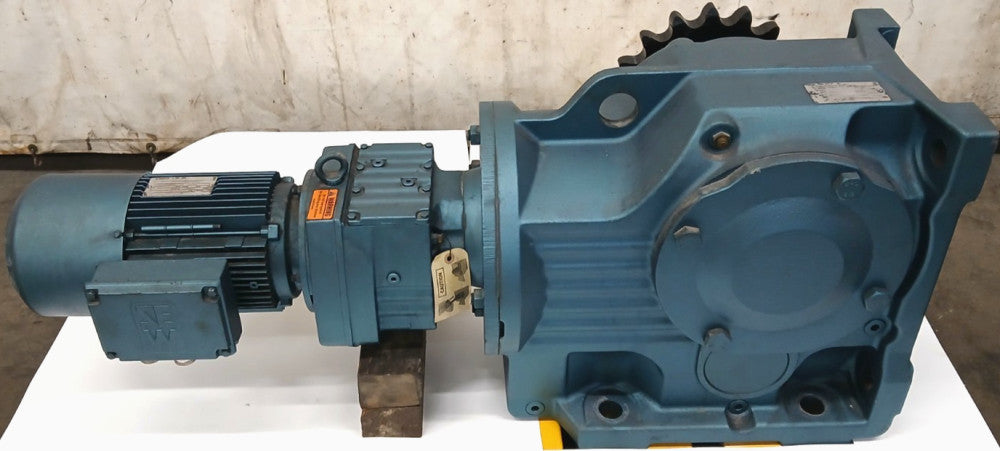 SEW EURODRIVE COMBINED MOTOR & GEAR REDUCER W/SPROCKET & BUSHING 3PH 1720 RPM