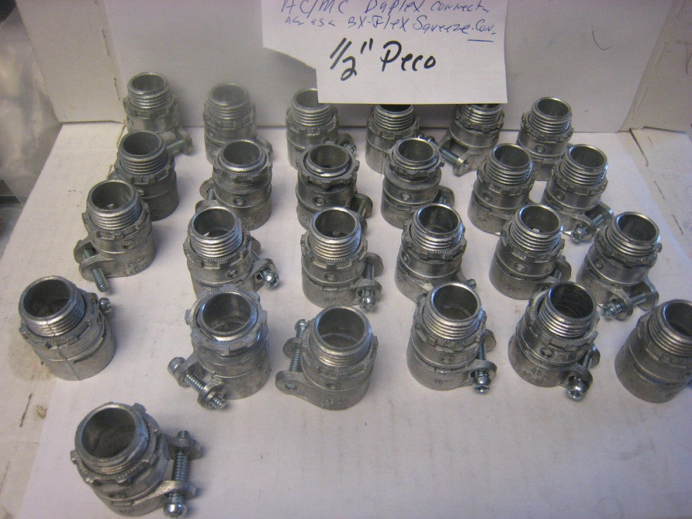 25 pack PECO 1/2" SQUEEZE CONNECTOR Electrical Conduit Fitting Zinc 5"  BX-FLEX