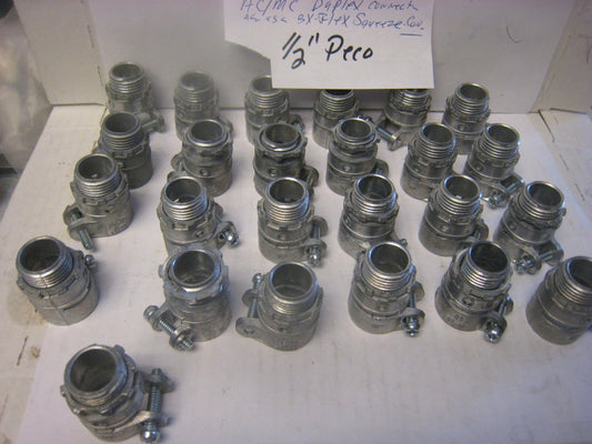 25 pack PECO 1/2" SQUEEZE CONNECTOR Electrical Conduit Fitting Zinc 5"  BX-FLEX
