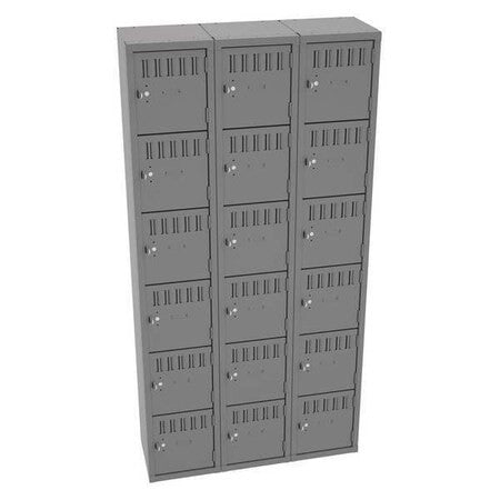 Tennsco Bs6-121212-Cmg Box Locker, 36 In W, 12 In D, 72 In H, (3) Wide, (6)