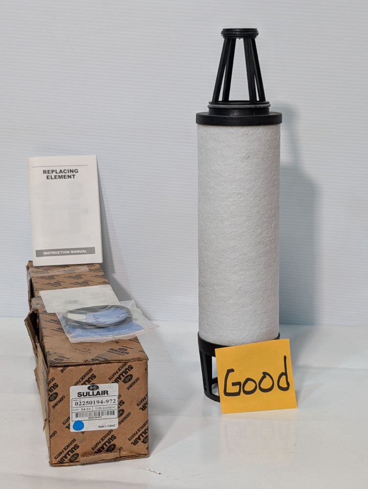Sullair #02250194-972 Replacement Air Filter Element, O-Ring Seal, New In Box