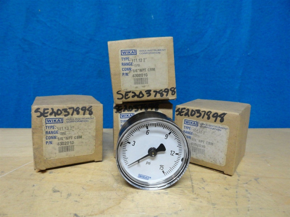 WIKA - GAUGE - PART NUMBER 111.12 2" - 15 PSI - LOT OF 4 - NEW