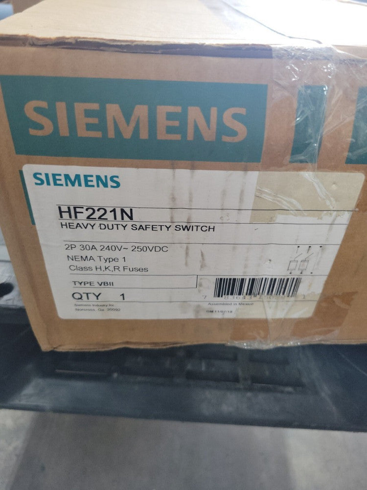 1 NEW SIEMENS HF221N 30A 240V 2P HEAVY DUTY FUSIBLE SAFETY SWITCH [NEW]