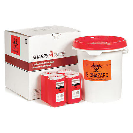 Sharps Assure Sa5g-4 Sharps Container,3/8 Gal.,Red,Snap Lid