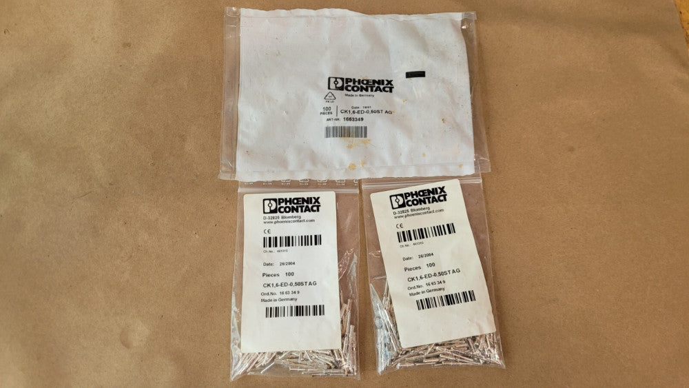 Lot of 250 Phoenix Contact Crimp Contact Pins CK1,6-ED-0,50ST AG