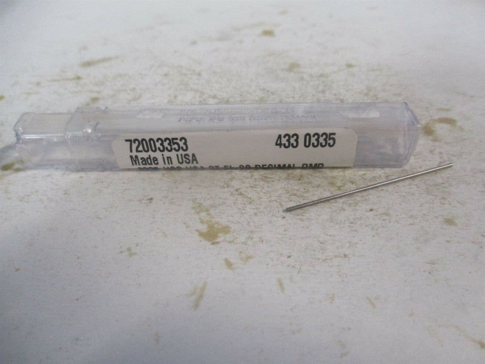 (433-0.0335) 0.0335" x 1/2" x 1-3/8" Straight Shank HSS 3-Flute Chucking Reamer 