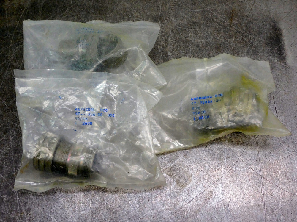 Amphenol 97-3106A-20 Straight Conduit Connector Lot of Three (3)