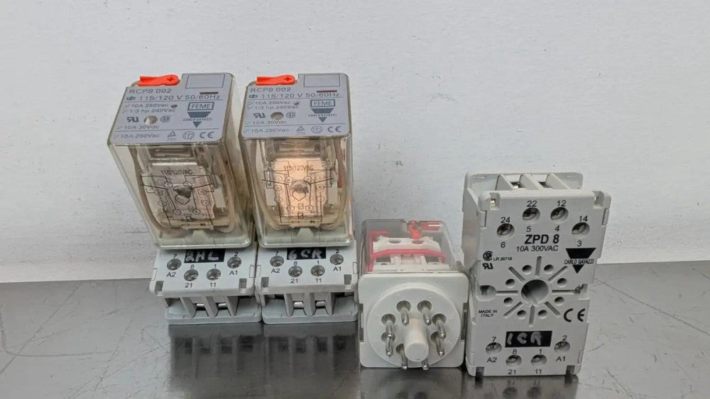 3 Pack Carlo Gavazzi RCP8 002 Relay and Socket Base ZPD 8 115/120VAC Coil