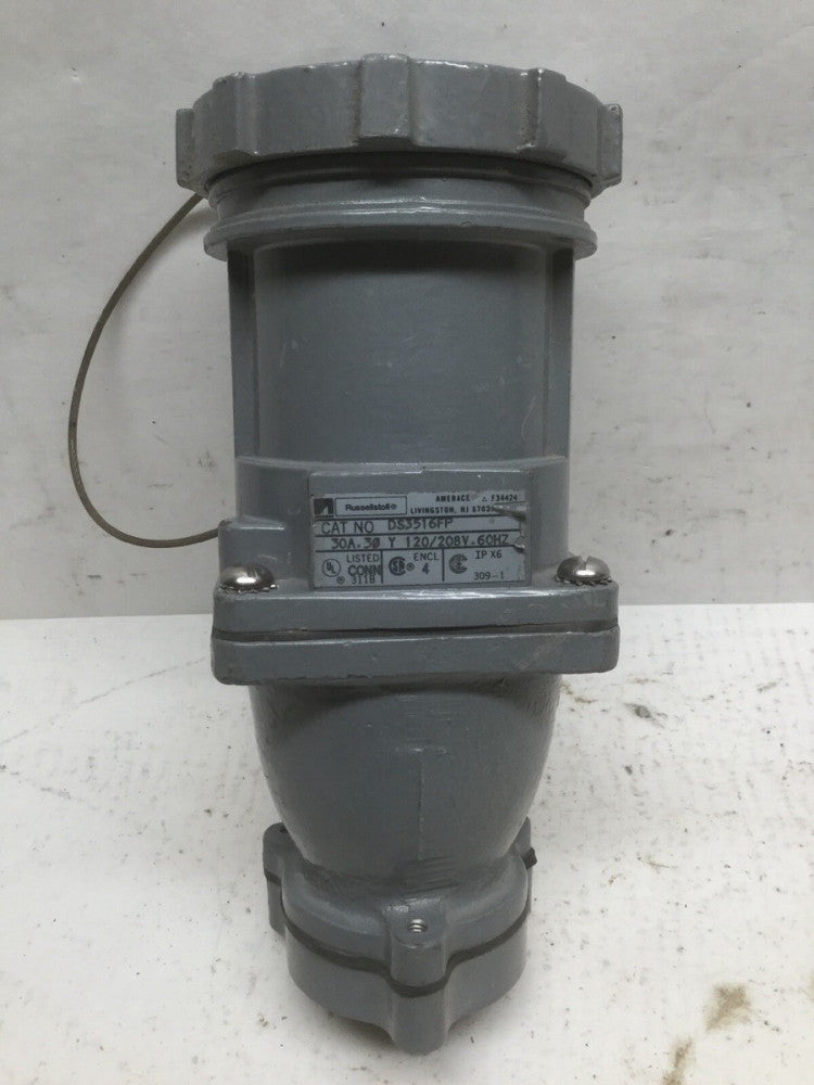 Russellstoll DS3516FP Maxguard Pin & Sleeve Connector 30A 30Y 120/208V 60Hz Plug