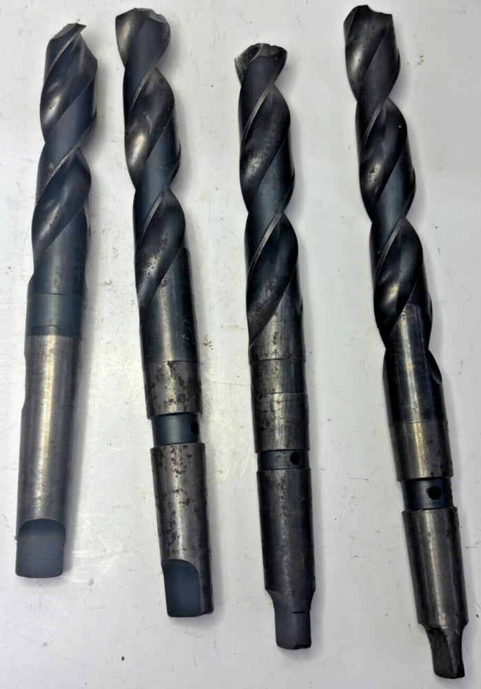 31/32" 2 FLUTE SPIRAL TAPER SHANK DRILL BIT LOT OF 4 COOLANT THROUGH