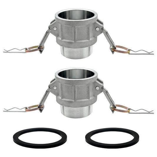 2 PCS Type B Aluminum Global Type B Cam and Groove Hose Fitting,2" Plug x2" N...