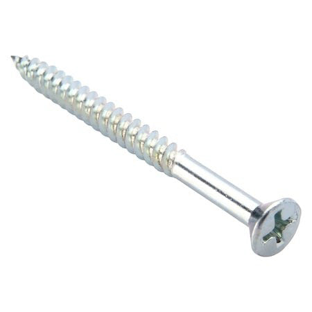 Zoro Select U25120.016.0200 Wood Screw, No. 8, 2 In, Zinc Plated Steel Flat