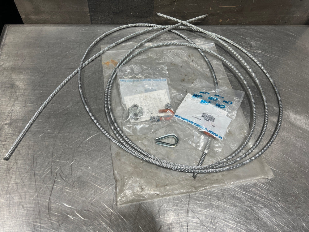 COLUMBUS MCKINNON CM M246 1/4" WIRE ROPE (2) 8’ Cables Assembly Nos Surplus
