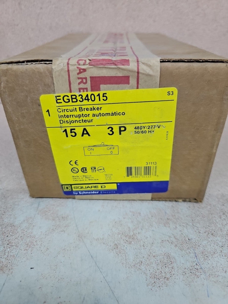 New Square D EGB34015 15 Amp 480V 3 Pole Bolt On Circuit Breaker