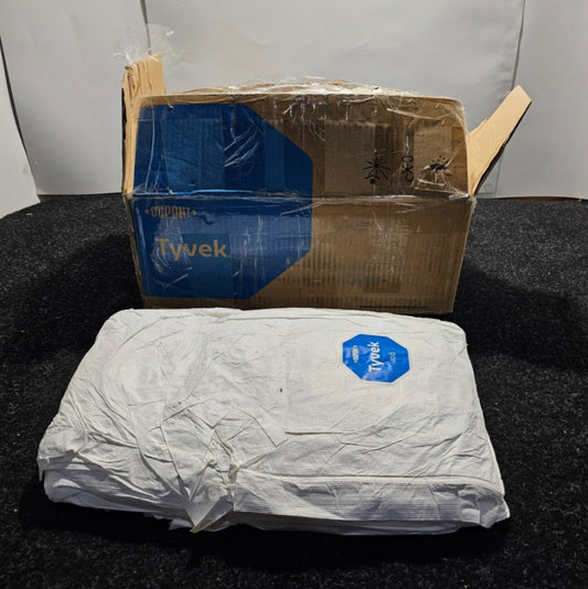 (QTY 25) Uline S-13894B-X Tyvek Elastic Coverall DuPont XL Size