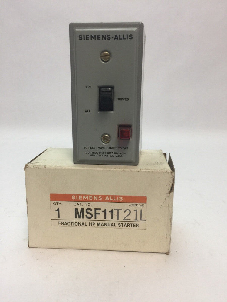 SIEMENS MSF11T21L FRACTIONAL HP MANUAL STARTER 