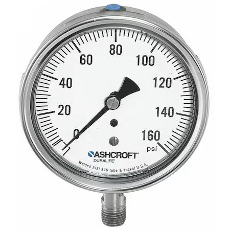 Ashcroft 251009Swl02l600# Industrial Pressure Gauge, 0 To 600 Psi, 2 1/2 In