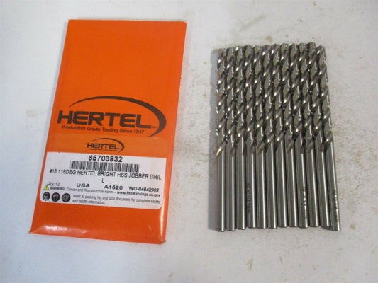 (85703932) #16 2-3/16" x 3-3/8" OAL 118° High Speed Steel Jobber Drill - Qty 12
