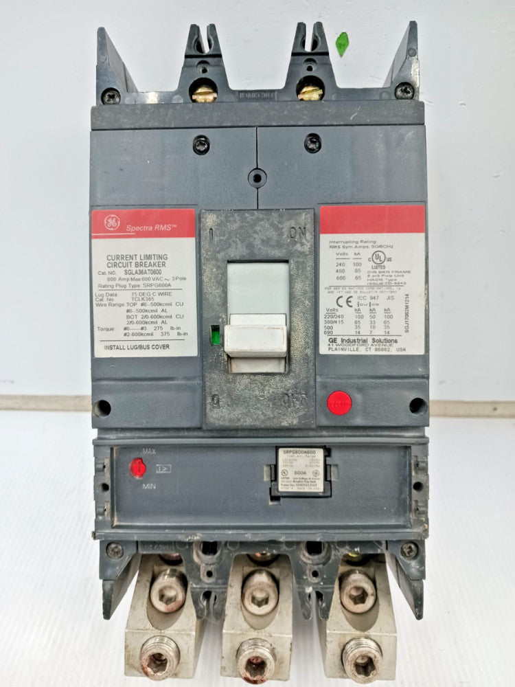 GE Spectra 600 Amp Circuit Breaker 3 Pole 600 VAC SGLA36AT0600 W/ 600 Amp Plug