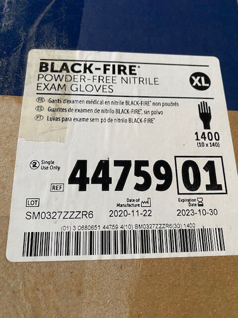 *1,400-Pieces* Halyard Black-Fire PF Nitrile Exam Gloves X-Large 44759 PAST DATE