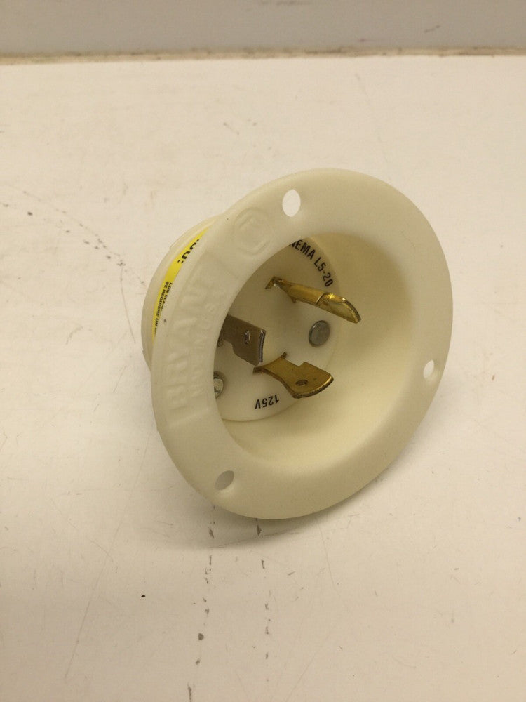 Bryant 70520MB Flanged Inlet Locking Male Base 20 Amp 125 Volt Nema L5-20 2P 3W