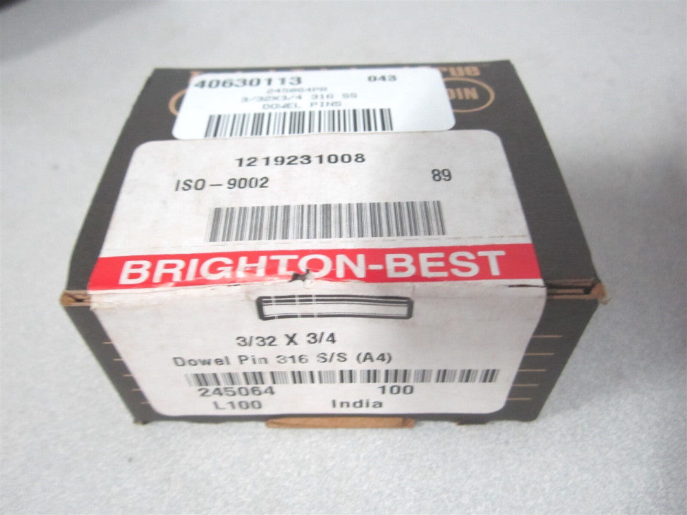 (245064PR) 3/32 x 3/4" SS Grade 316, Bright/Uncoated Finish Dowel Pins - Qty 100