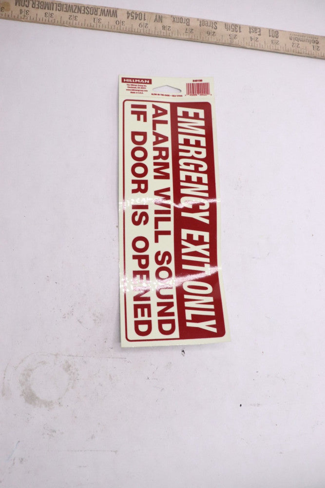 Hillman Glow-in-The-Dark Emergency Exit Sign 4" x 10" 840199