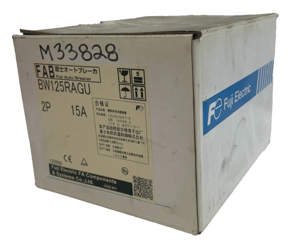 NEW FUJI ELECTRIC BW125RAGU-2P015 2POLE 15AMP AUTO BREAKER BW125RAGU 2P015