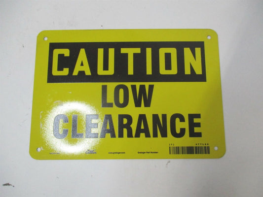 (477L69) 7" x 10" Low Caution Clearance Aluminum Yellow Traffic Sign