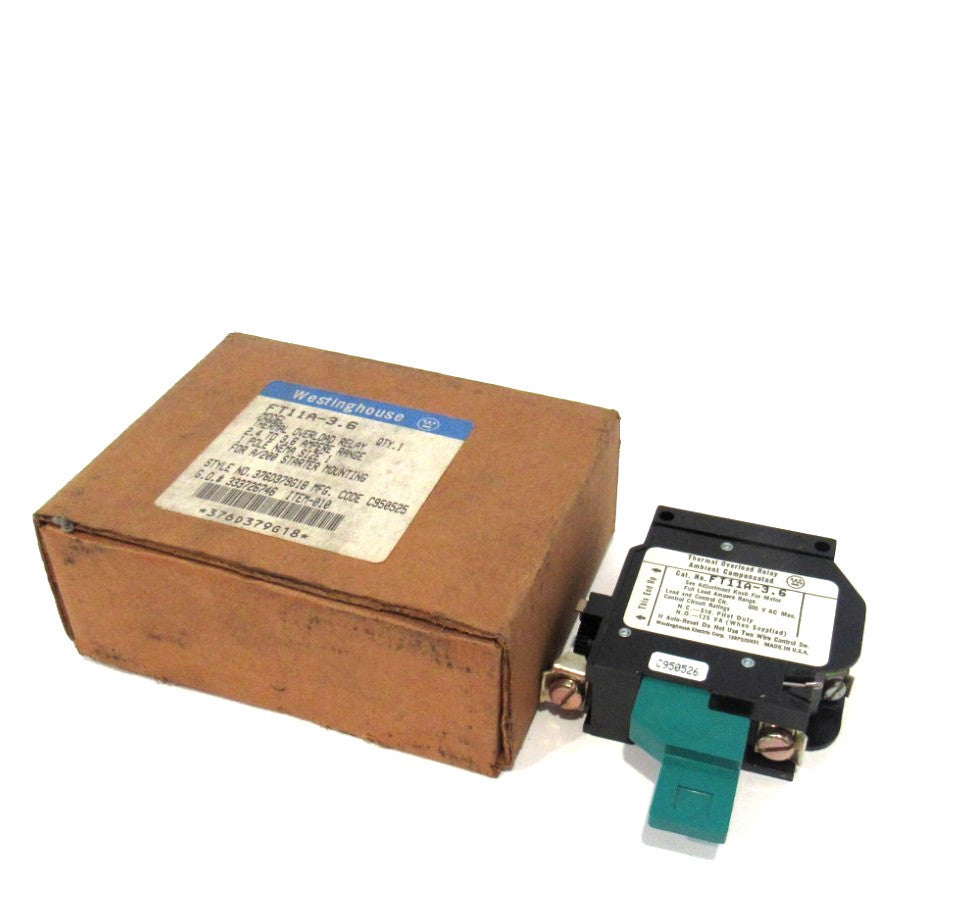NEW WESTINGHOUSE FT11A-3.6 THERMAL OVERLOAD RELAY FT11A36