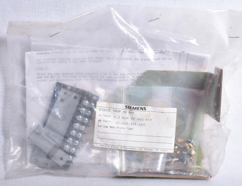 Siemens Static Trip III 6.2 Bom St Mtg Kit  18-658-701-561