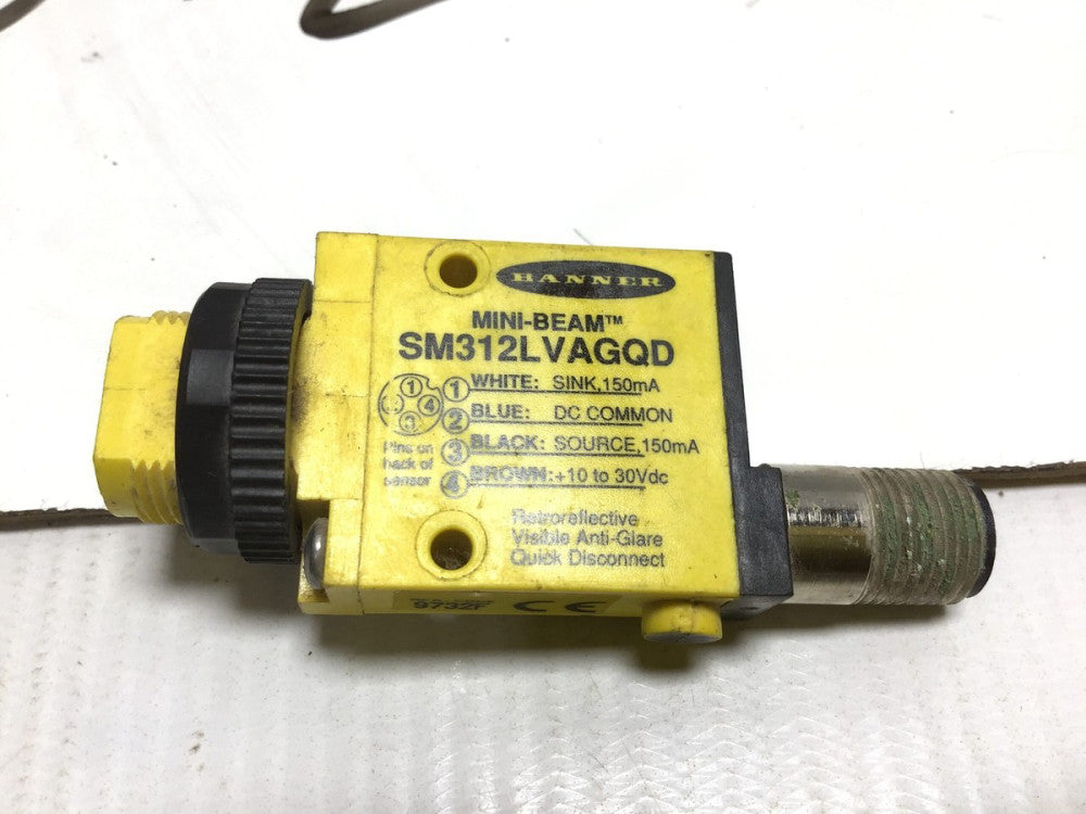 Banner SM312LVAGQD Mini Beam Photoelectric Sensor Yellow Great Deal