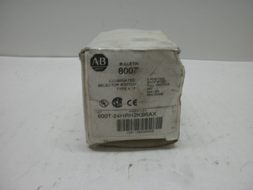 ALLEN BRADLEY 24HRH2KB6AX SER U ILLUM SEL SW RED 2 POS MAIN 24VAC 1NO 1NC NIB