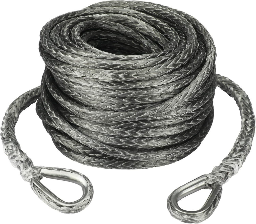 Ucreative 3/8 Inch x 92 Feet Synthetic Winch Rope extension 26,500 Lbs Gray