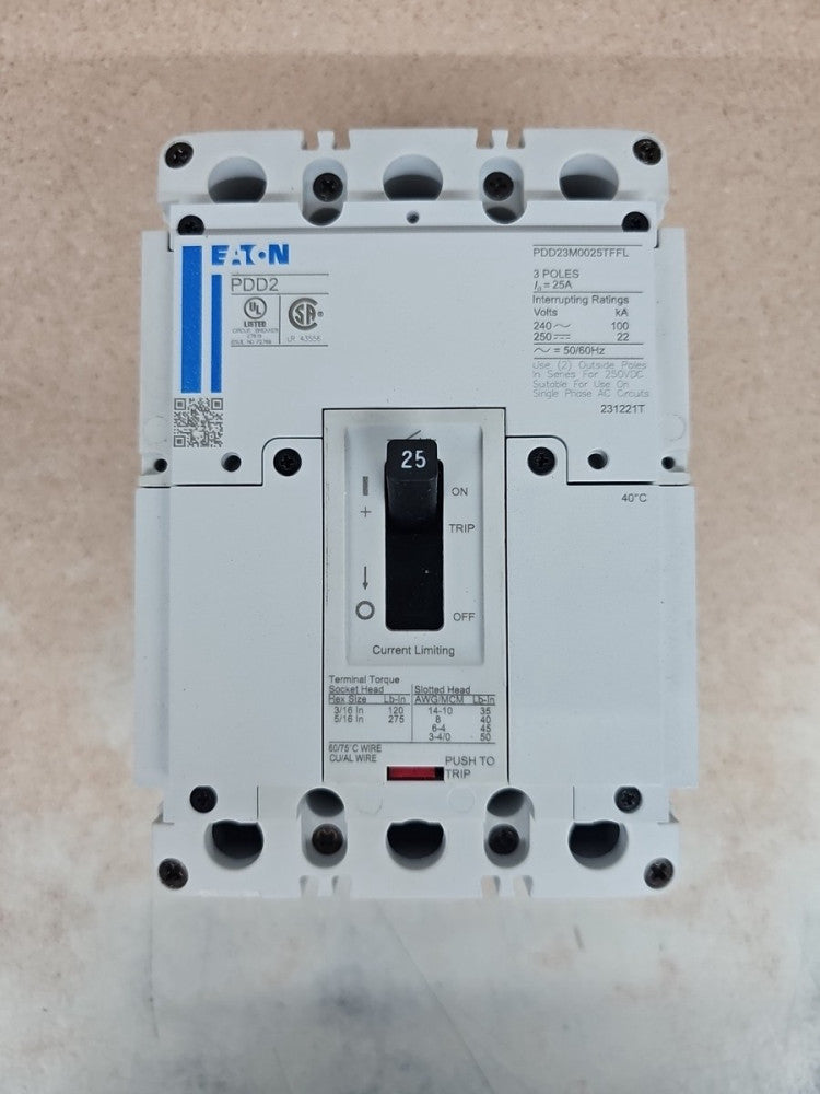 1) New Take Out EATON PDD23M0025TFFL 3 Pole 25 AMP Type PDD2 POWER Defense