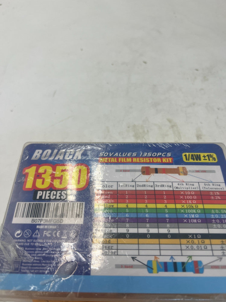 (QTY 2) BOJACK 1350 PCS 50 Values Resistor 0 Ohm-5.6M Ohm with 1% 1/4W MetalFilm