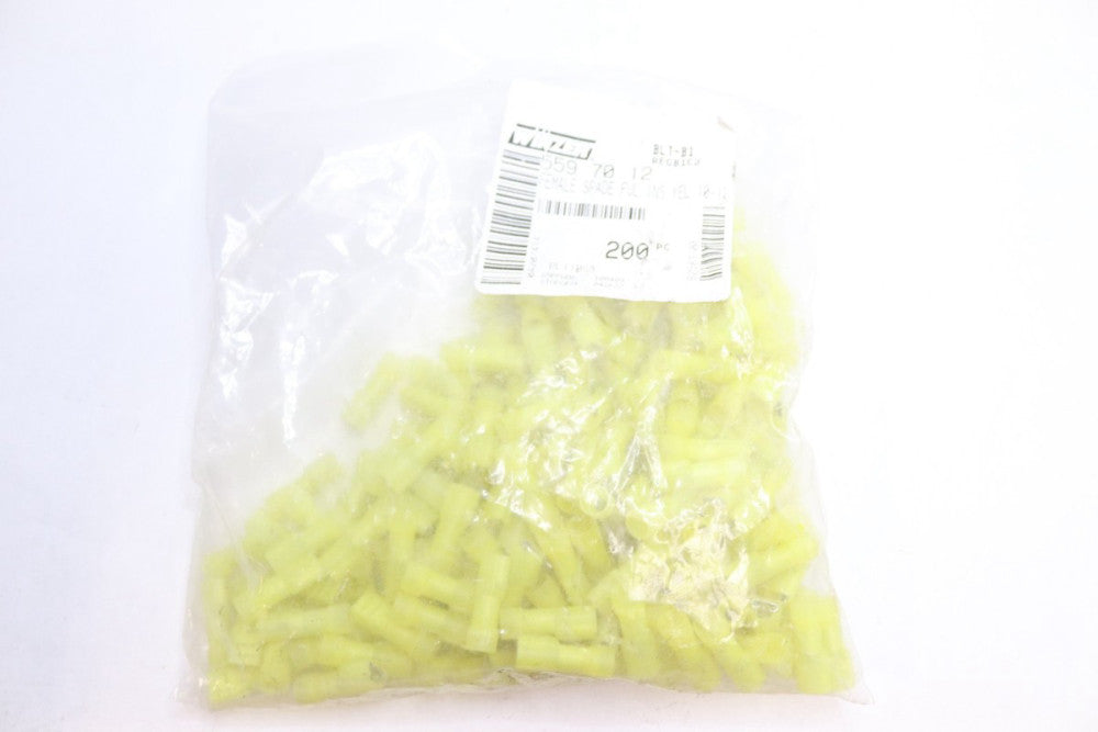 (200-Pk) Winzer 12-10 Gauge Ring Terminal Nylon Insulated Yellow 3/8" Stud 