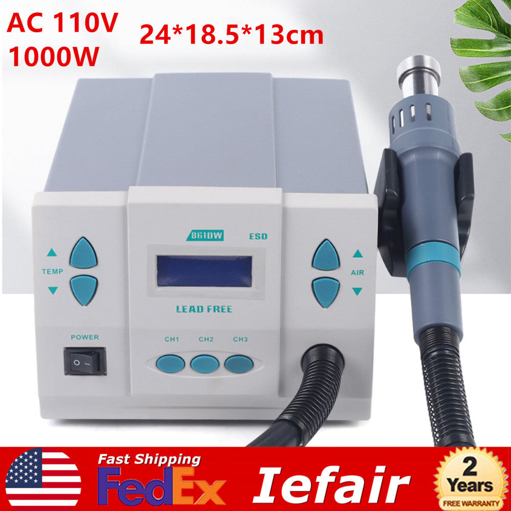 861DW 1000W Soldering Hot Air Heat Gun Hot Air Rework Station Digital Display