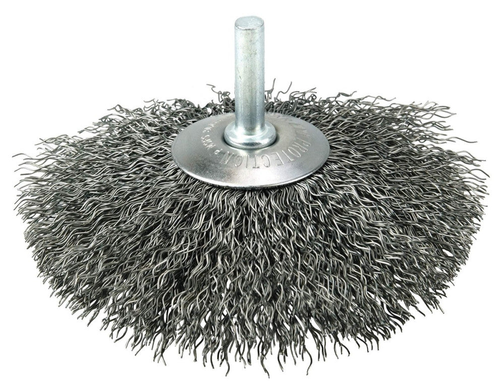 17922 4" Stem-Mounted Concave Crimped Wire Wheel, .008" Steel Fill, 1/4" Stem...