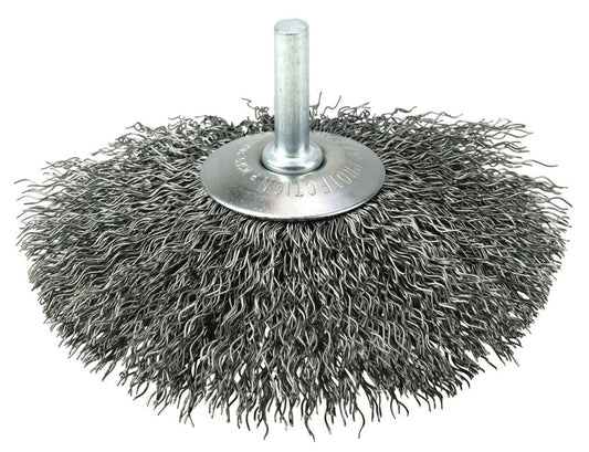 17922 4" Stem-Mounted Concave Crimped Wire Wheel, .008" Steel Fill, 1/4" Stem...