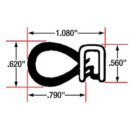 Fairchild 1362-10 Trim Seal, Epdm, 10 Ft Length, 1 1/16 In Overall Width,