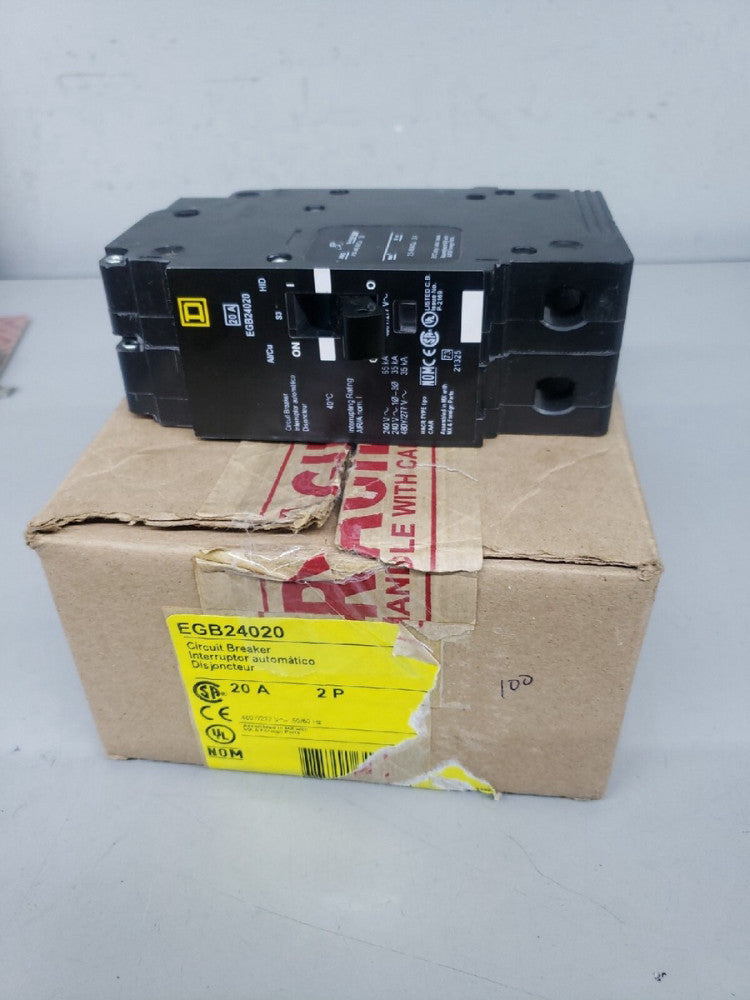 1- SQUARE D EGB24020 CIRCUIT BREAKER 2 Pole 20Amp 277/480V ~ New Old Stock