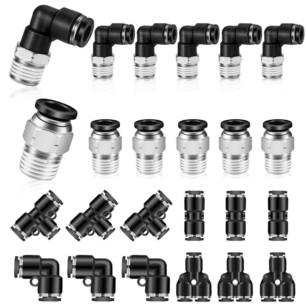 24 PCS 3/8" Tube OD x 1/4" NPT Elbow Straight Push to Connect Fittings Kit