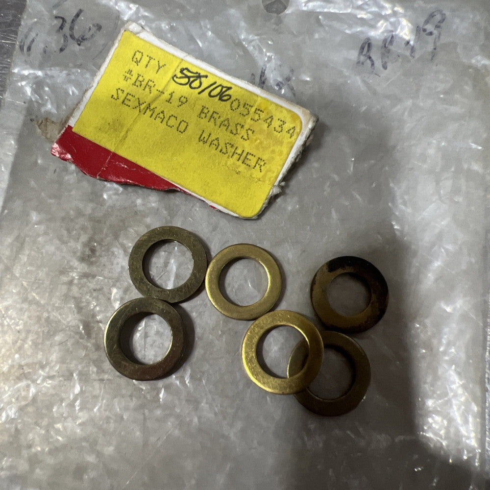 Lot of 6 - Sexauer BR-19 Brass Washer 055434.  ID-3/8", OD-5/8", Thick-1/16"