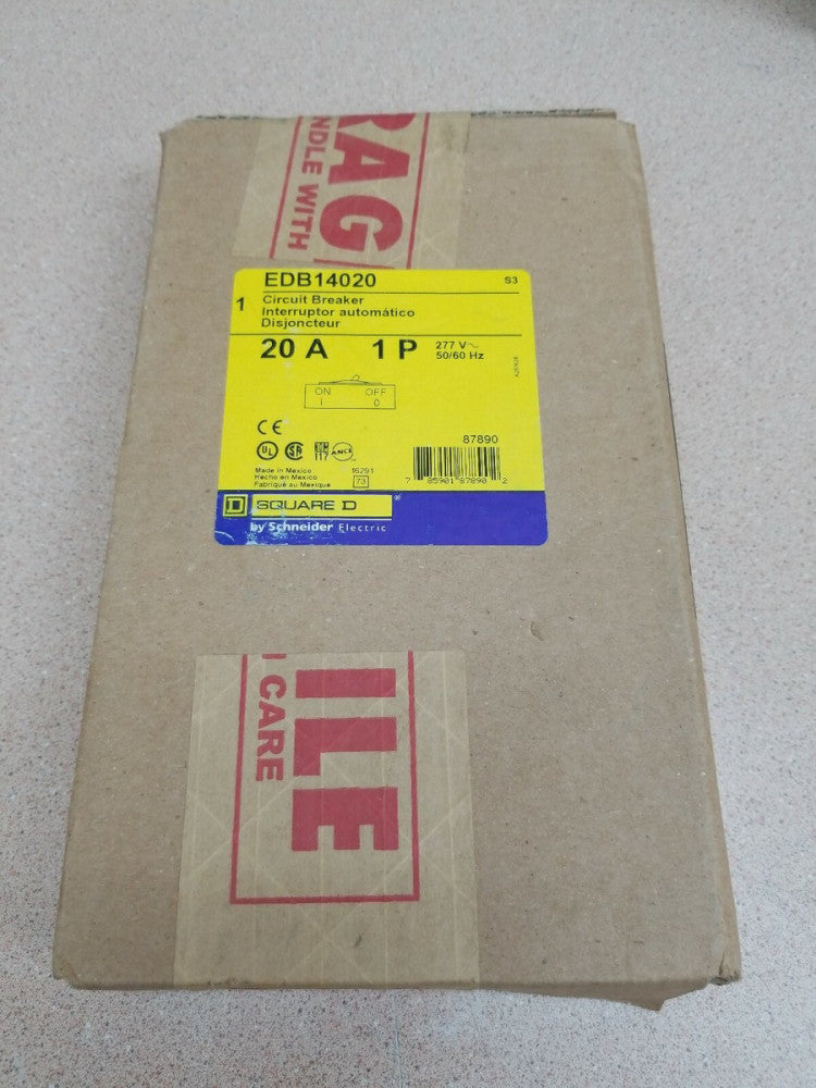 NEW Square D EDB14020 1 POLE 20 AMP 277 VOLT HACR RATED Circuit Breaker
