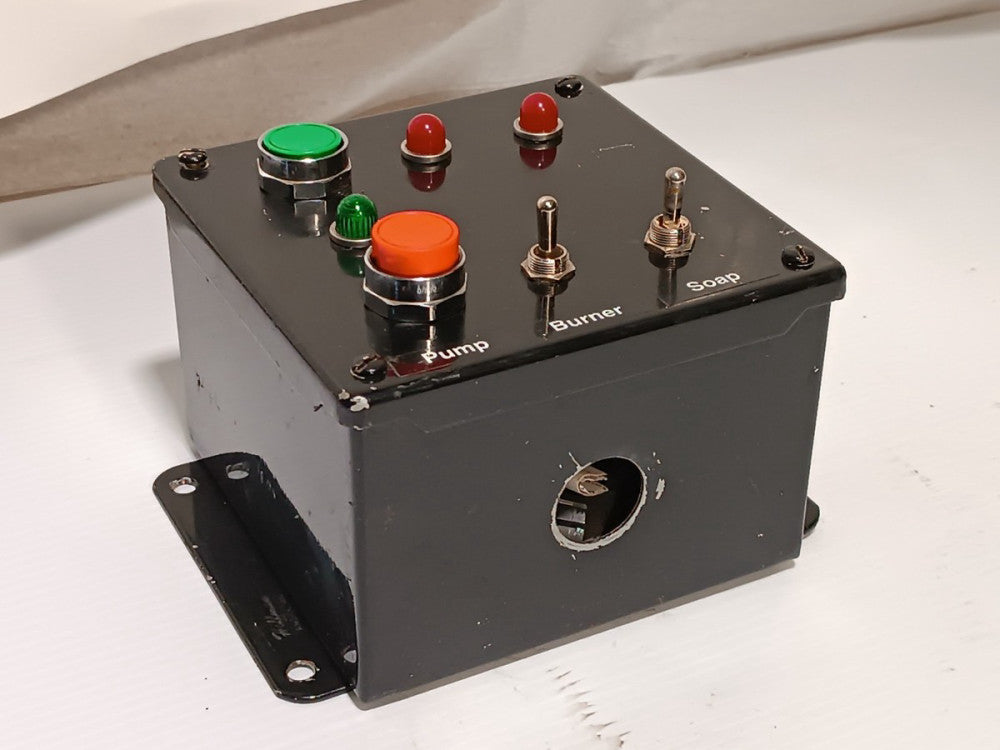 Hoffman nvent A606SC IP65 screw enclosure, IDEC pushbuttons, toggles, 6x6x4