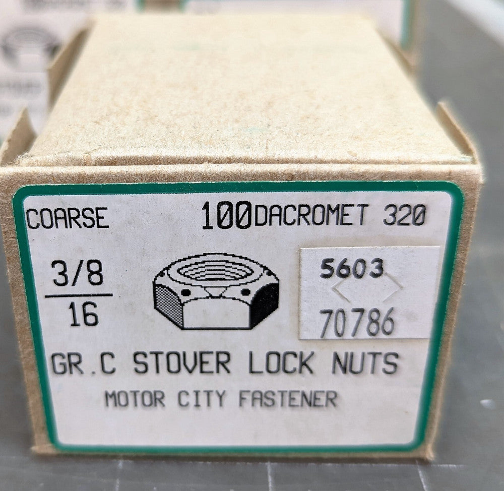 (100) 3/8-16 STOVER All Metal Top Cone Lock Nuts  Locknuts Grade 8/C [A3S4]