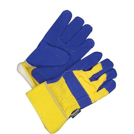 Bdg 30-9-473Tflw Leather Gloves, Cowhide, Safety Cuff, Wing Thumb, Full Finger,